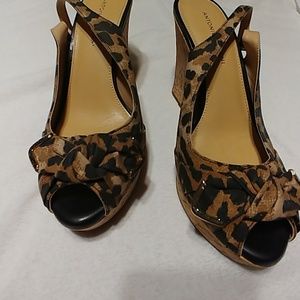 Antonio Melani Brown & Black Animal Print Wedges